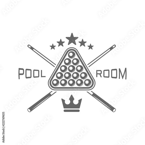 Pool room, billiard club monochrome vector emblems