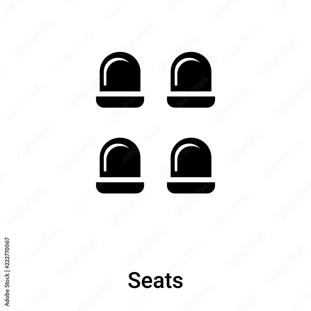 Seats icon vector isolated on white background, logo concept of Seats sign on transparent background, black filled symbol Seats icon vector isolated on white background, logo concept of Seats sign on transparent background, black filled symbol