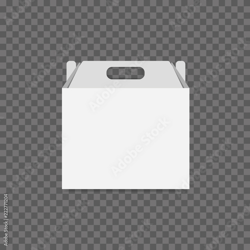 White Cardboard Lunch Box vector on transparent background. 