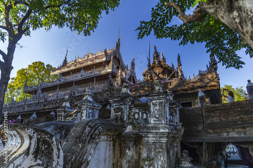 Shwenandaw Kyaung Temple or Golden Palace Monastery in Mandalay, Myanmar photo