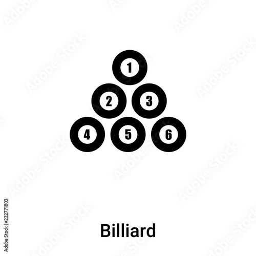 Billiard icon vector isolated on white background  logo concept of Billiard sign on transparent background  black filled symbol