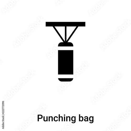 Punching bag icon vector isolated on white background, logo concept of Punching bag sign on transparent background, black filled symbol
