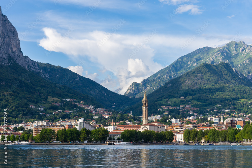 Panorama of Lecco with the mountains in the background