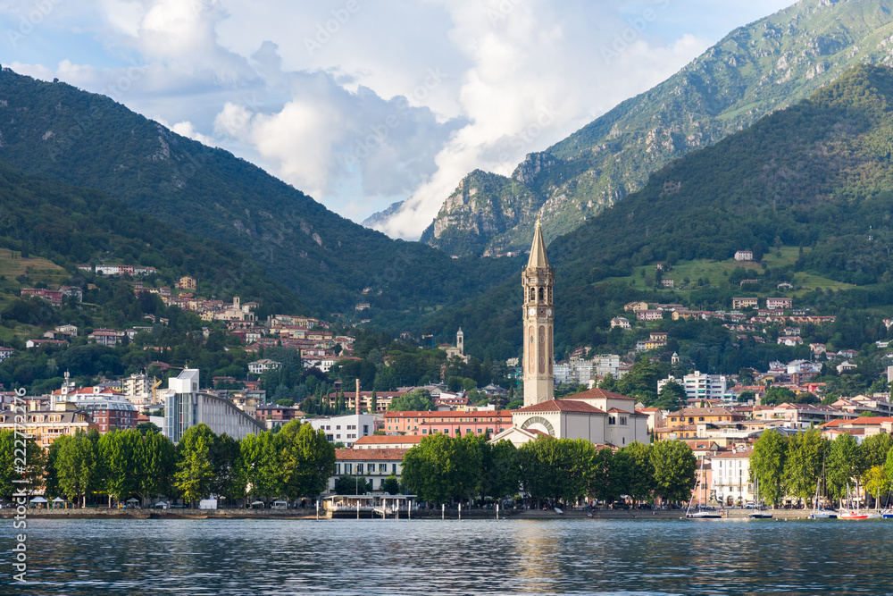 Panorama of Lecco with the mountains in the background