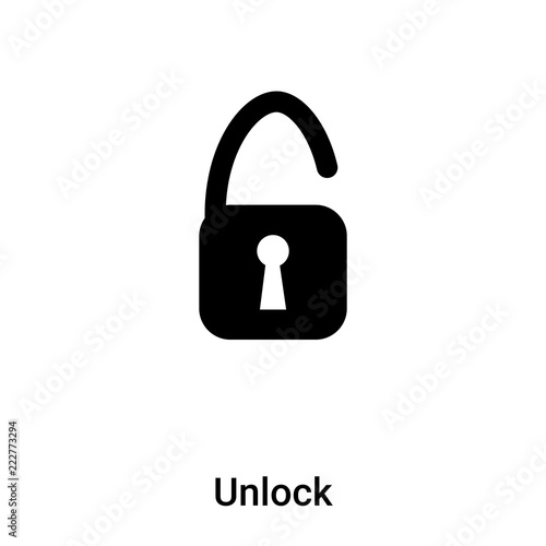 Unlock icon vector isolated on white background, logo concept of Unlock sign on transparent background, black filled symbol