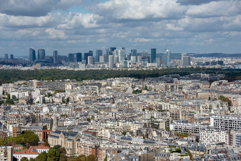 Panorama of the business district of La Defense, Paris, France