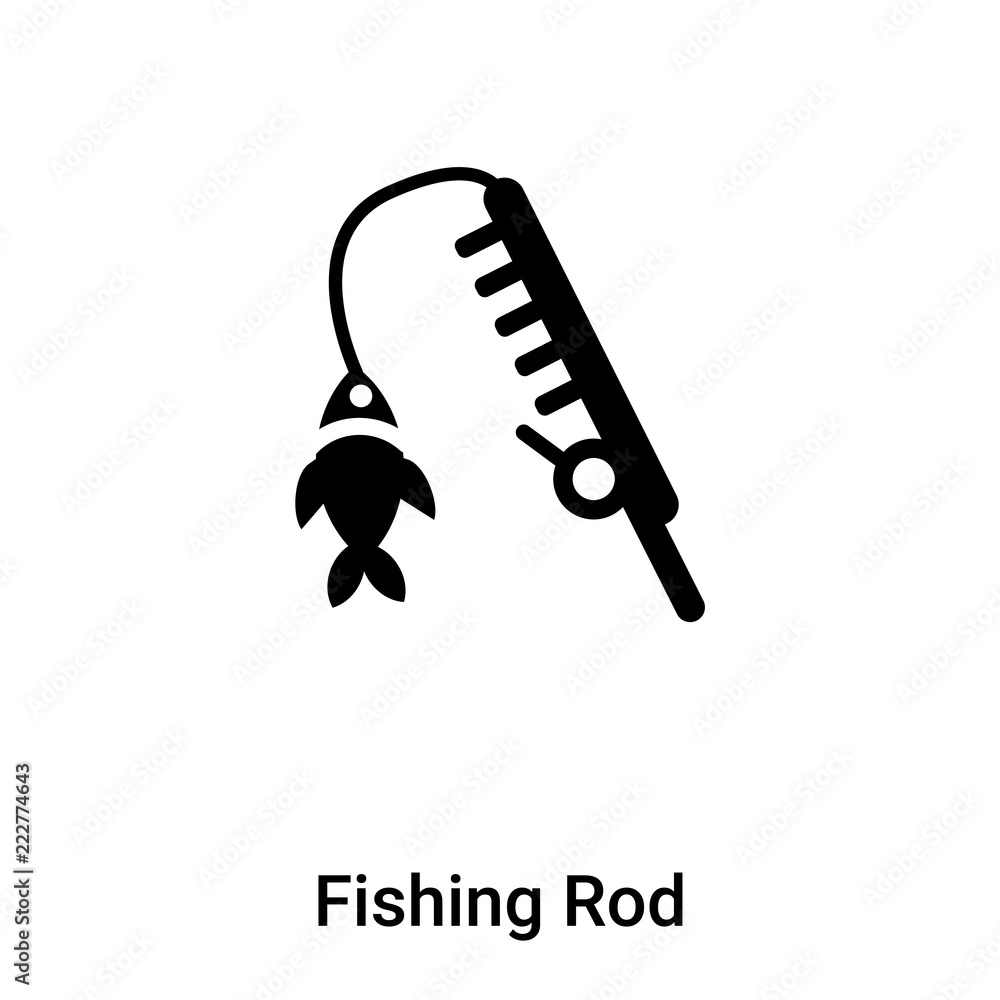 Fishing Rod icon vector isolated on white background, logo concept of Fishing  Rod sign on transparent background, black filled symbol Stock Vector