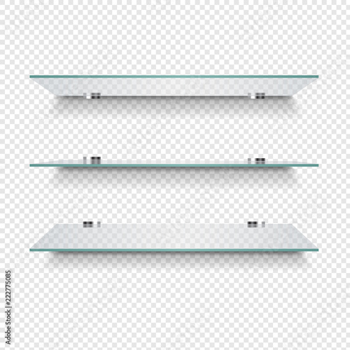 Glass Shelves On Light Transparent Background