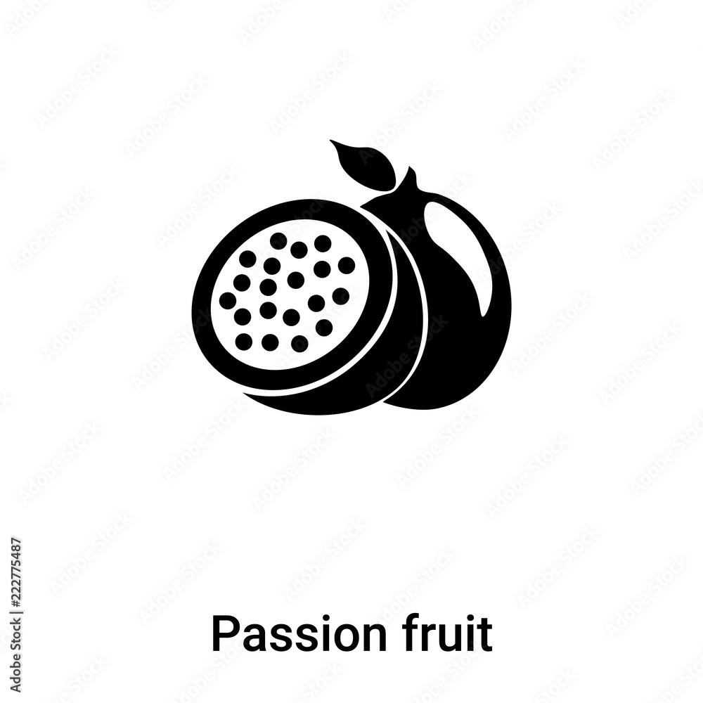 Passion fruit icon vector isolated on white background, logo concept of Passion fruit sign on transparent background, black filled symbol Passion fruit icon vector isolated on white background, logo concept of Passion fruit sign on transparent background, black filled symbol