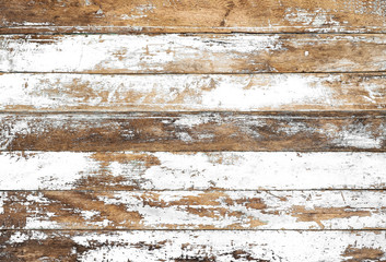 Vintage white wood background - Old weathered wooden plank painted in white color.
