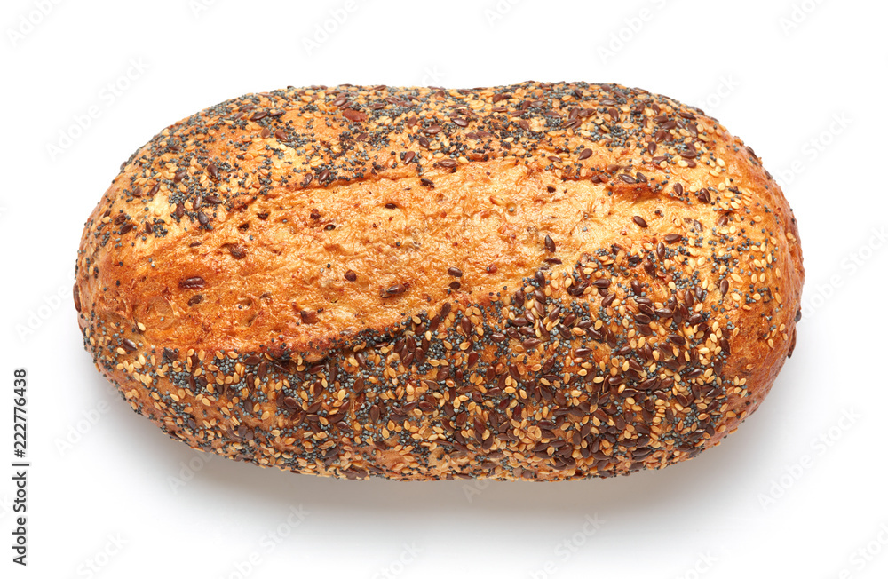 loaf of bread with sesame seeds isolated on white loaf of bread with sesame seeds isolated on white