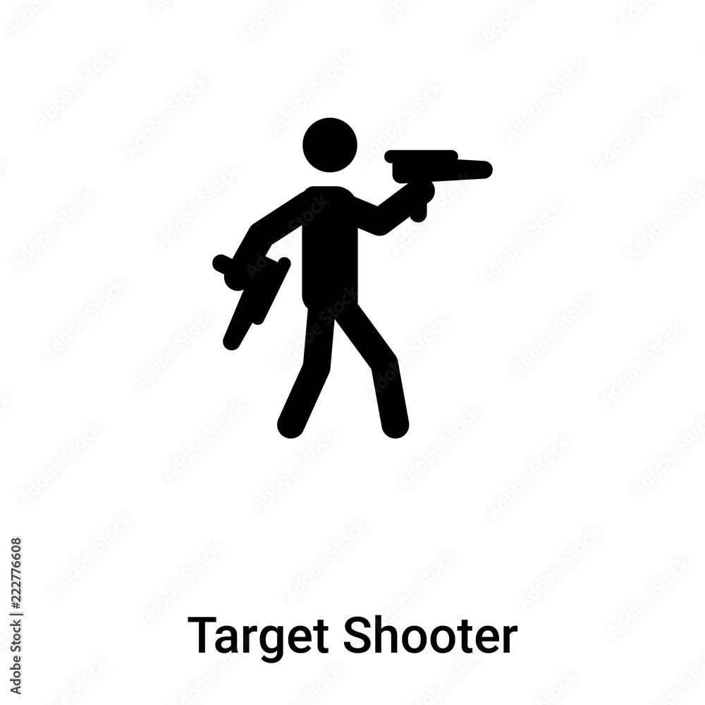 Target Shooter icon vector isolated on white background, logo concept of Target Shooter sign on transparent background, black filled symbol Target Shooter icon vector isolated on white background, logo concept of Target Shooter sign on transparent background, black filled symbol