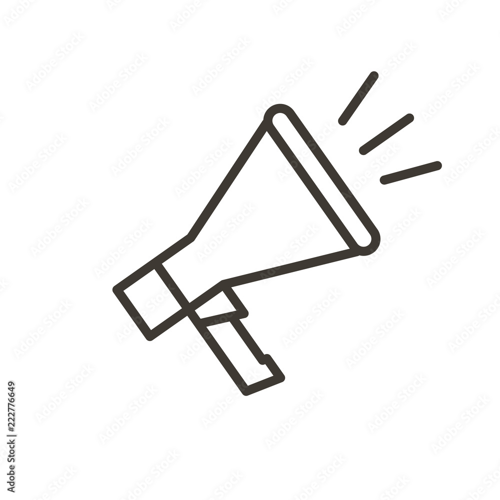 Vector thin line megaphone icon for news, advertising, communication, business, presentations, protests or sound subjects Vector thin line megaphone icon for news, advertising, communication, business, presentations, protests or sound subjects