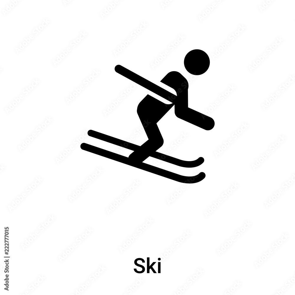 Ski icon vector isolated on white background, logo concept of Ski sign on transparent background, black filled symbol Ski icon vector isolated on white background, logo concept of Ski sign on transparent background, black filled symbol