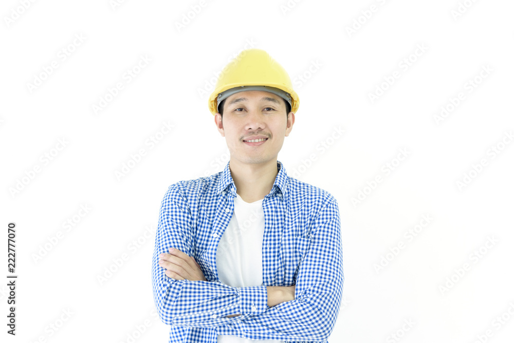 Business man engineer employee with blue scott shirt isolated on white background. Business man engineer employee with blue scott shirt isolated on white background.