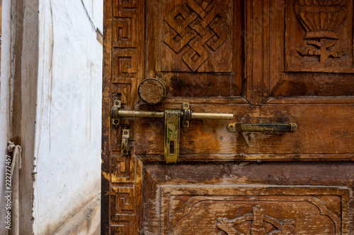 Wooden Door of Alchi Monastery  in Summer Leh, Ladakh, Jammu and Kashmir, India