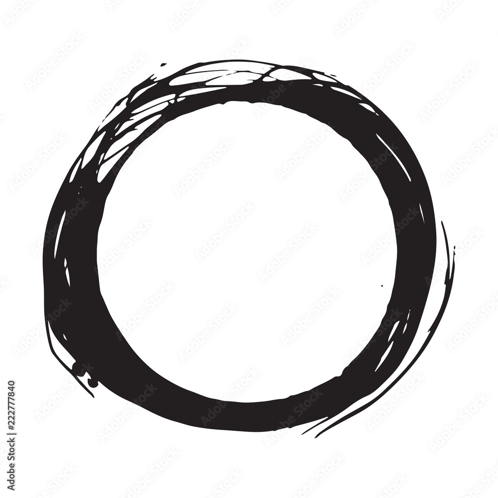 Obraz premium Round Frame, grunge textured hand drawn element, vector illustration isolated on white background