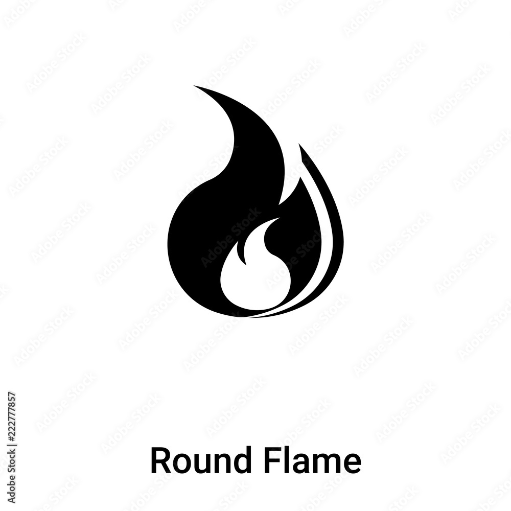 Round Flame icon vector isolated on white background, logo concept of Round Flame sign on transparent background, black filled symbol Round Flame icon vector isolated on white background, logo concept of Round Flame sign on transparent background, black filled symbol