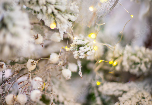 Abstract unfocused background with Christmas decorations. © Taranukhin Alex