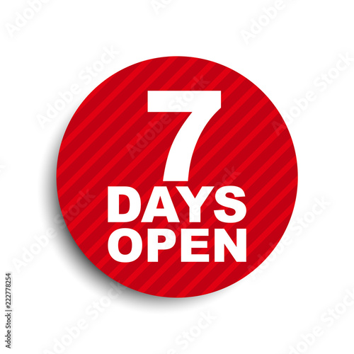 red circle banner element seven days open