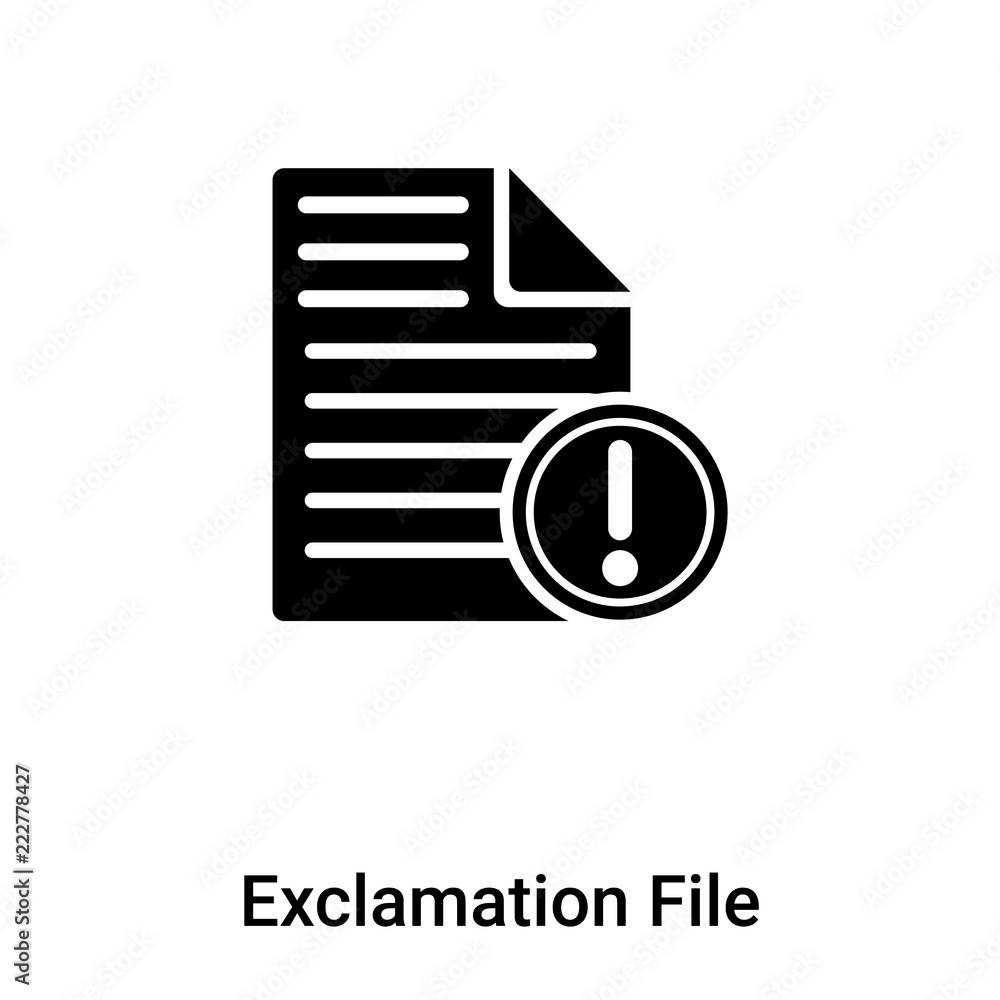 Exclamation File icon vector isolated on white background, logo concept of Exclamation File sign on transparent background, black filled symbol Exclamation File icon vector isolated on white background, logo concept of Exclamation File sign on transparent background, black filled symbol