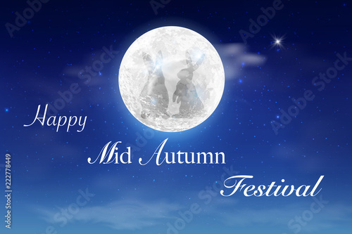Happy Mid Autumn Festival design with full moon.