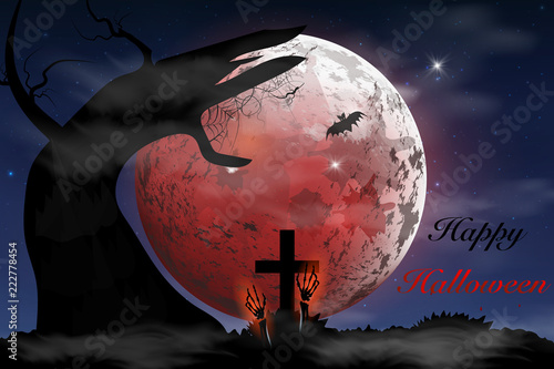 Happy Halloween.  Boo. Spooky card for Halloween.