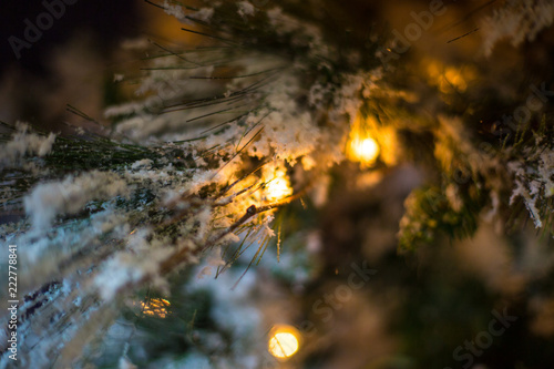 Abstract unfocused background with Christmas decorations. © Taranukhin Alex