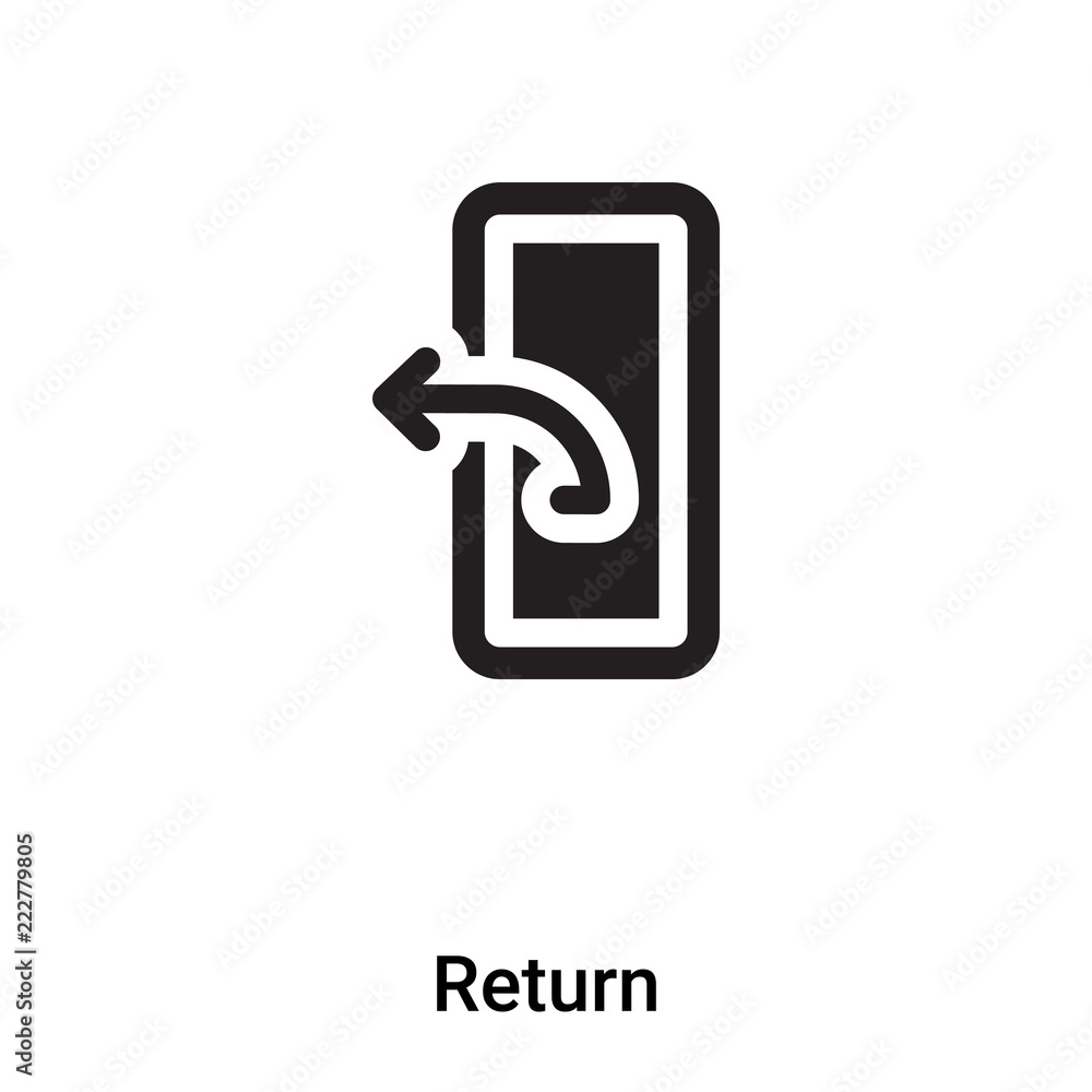 Return icon vector isolated on white background, logo concept of Return sign on transparent background, black filled symbol