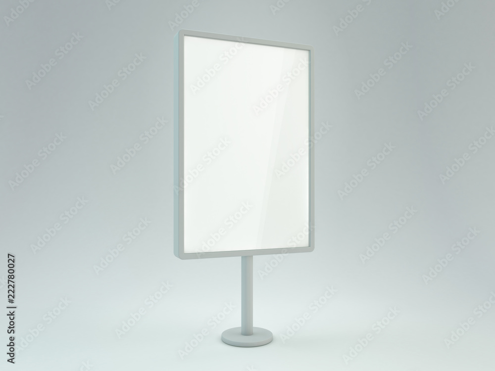Blank street billboard on white background. Ddvertising display. 3D Blank street billboard on white background. Ddvertising display. 3D