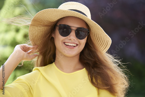 Portrait of young woman enjoy relaxing outdoor