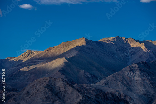 Mountain Valley with Blue sky in summer of Leh Ladakh  Jammu and Kashmir  India