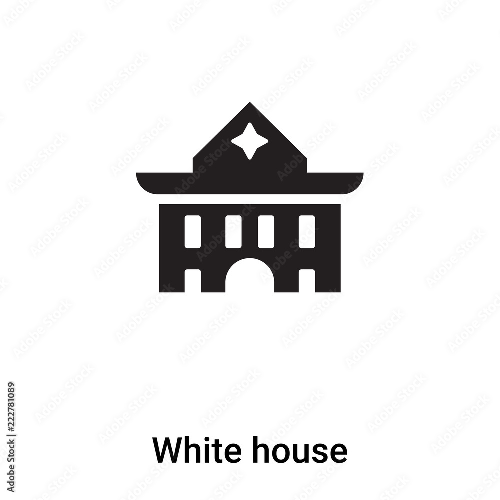 White house icon vector isolated on white background, logo concept of White house sign on transparent background, black filled symbol