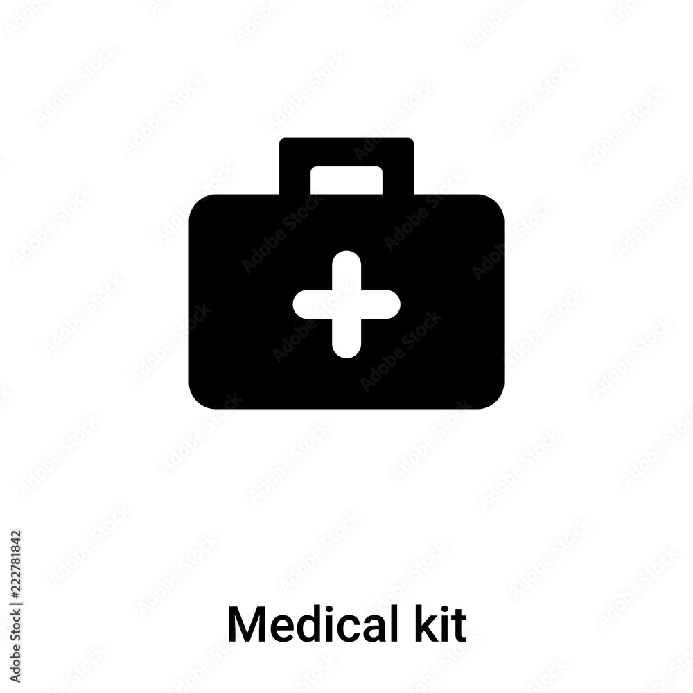 Medical kit icon vector isolated on white background, logo concept of Medical kit sign on transparent background, black filled symbol Medical kit icon vector isolated on white background, logo concept of Medical kit sign on transparent background, black filled symbol