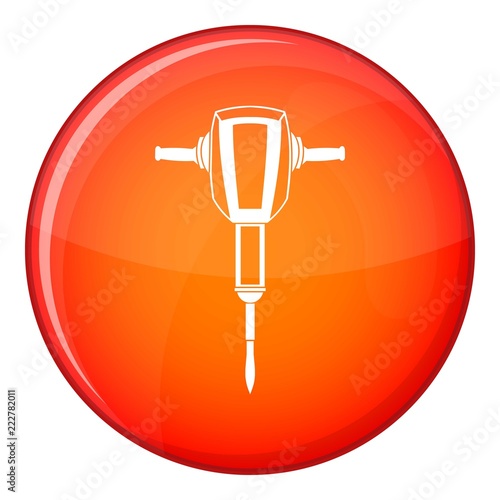 Pneumatic plugger hammer icon in red circle isolated on white background vector illustration
