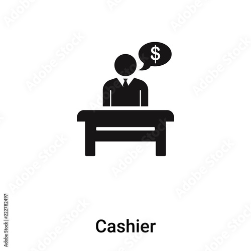 Cashier icon vector isolated on white background, logo concept of Cashier sign on transparent background, black filled symbol
