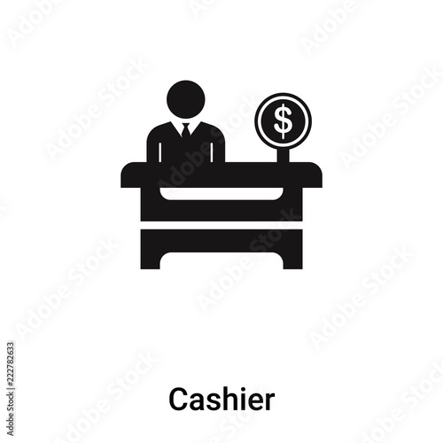 Cashier icon vector isolated on white background, logo concept of Cashier sign on transparent background, black filled symbol
