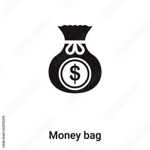 Money bag icon vector isolated on white background, logo concept of Money bag sign on transparent background, black filled symbol