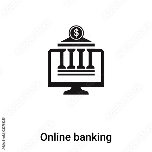Online banking icon vector isolated on white background, logo concept of Online banking sign on transparent background, black filled symbol