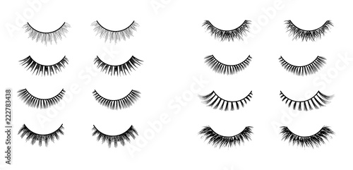 Realistic lashes set. Lashes extensions vector illustration.