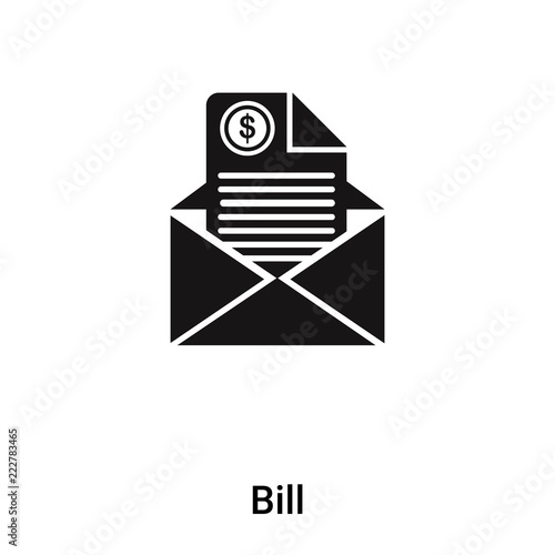 Bill icon vector isolated on white background, logo concept of Bill sign on transparent background, black filled symbol