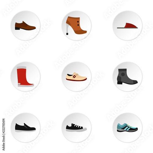 Kind of shoes icons set. Flat illustration of 9 kind of shoes vector icons for web