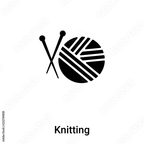 Knitting icon vector isolated on white background, logo concept of Knitting sign on transparent background, black filled symbol