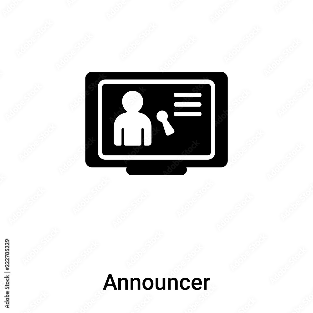 Announcer icon vector isolated on white background, logo concept of Announcer sign on transparent background, black filled symbol Announcer icon vector isolated on white background, logo concept of Announcer sign on transparent background, black filled symbol
