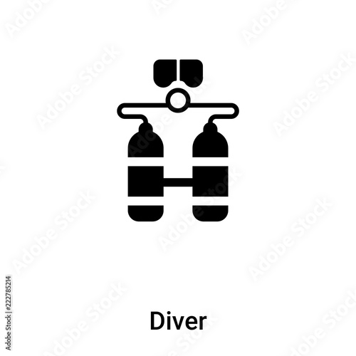 Diver icon vector isolated on white background, logo concept of Diver sign on transparent background, black filled symbol