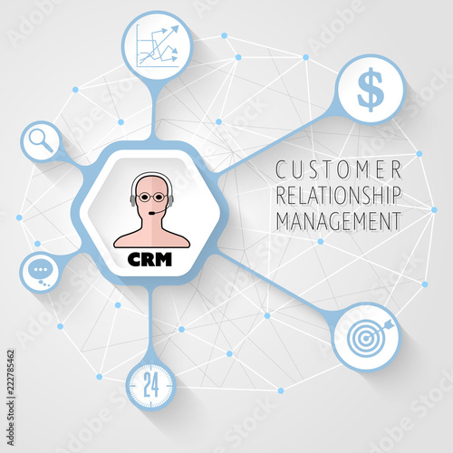Vector illustration concept for  printed materials, website, promotional materials with theme of customer relationship management.