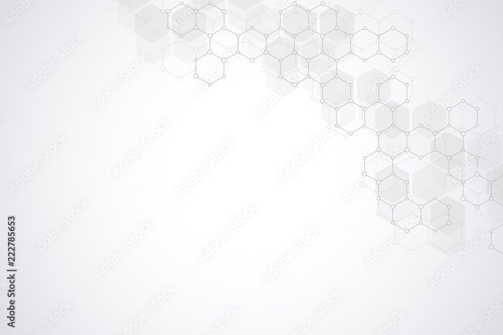 Abstract molecular structure and chemical elements. Medical, science and digital technology concept. Vector geometric background from hexagons. Abstract molecular structure and chemical elements. Medical, science and digital technology concept. Vector geometric background from hexagons.