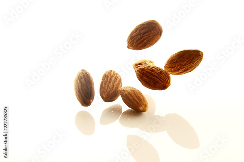 Almond nut on white background