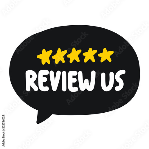 Review us. Vector illustration on white background.