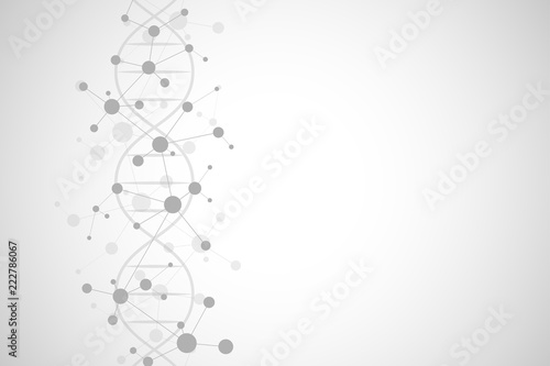 DNA helix and molecular structure. Science and technology concept with molecules background.